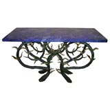 Venetian Lazuli Plaster-top Console on Resin Branched Base