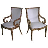 Refined Pair of Bone-covered Armchairs
