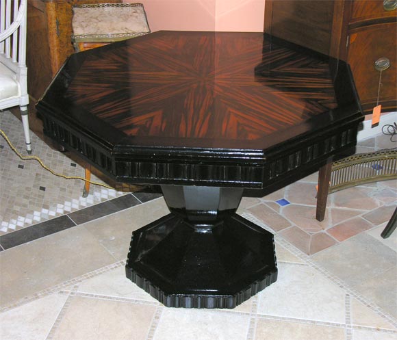 Art Deco Macassar and Ebony Octagonal Center Table