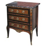 Louis XVI Marble Top 3 Drawer Banded Petit Commode