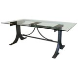 Cast Iron and Glass Dining Table