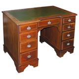 19th Century Mahogany Knee Hole Desk with Leather Inlaid Top.