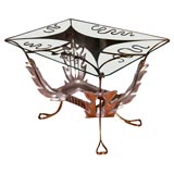 coffee  table with etched glass by Fontana Arte