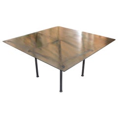 "Ponte d 'Aqua" steel frame  library table w/glass top