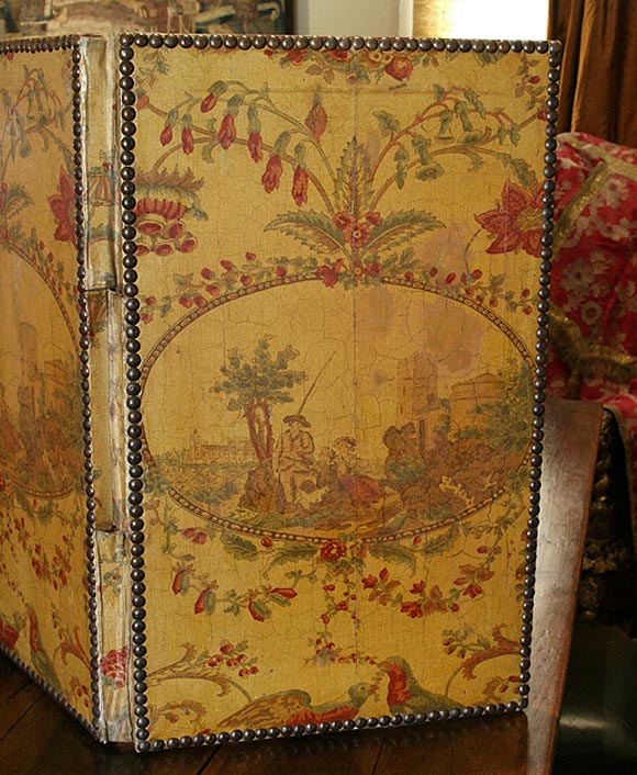 Toile and Indienne Textile Fire Screen