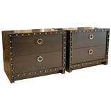 Pair Hickory Furniture Studded Nightstands