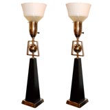 Vintage Pair Rembrandt Obelisk Form Table Lamps