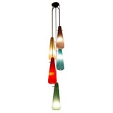 Magnificent Italian Glass Multicolored Five Light  Chandelier