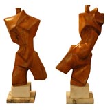 Signed Pair Heifetz Prototypical Handcarved Maquettes