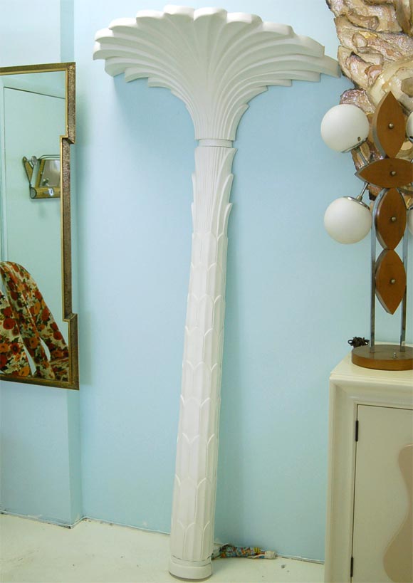 PAIR FAUX PALM TREE TORCHIERES