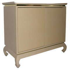 Karl Springer Lacquered Linen Cabinet