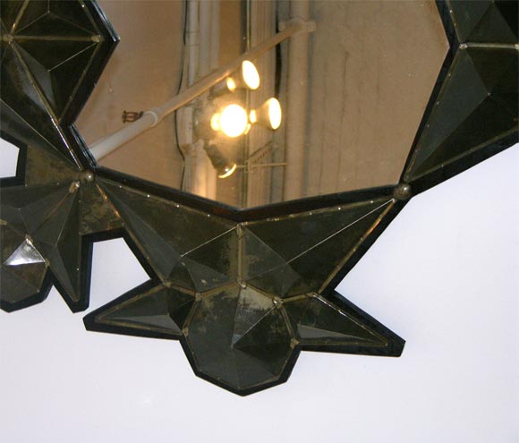 Mid-20th Century Faceted Metal Mirror