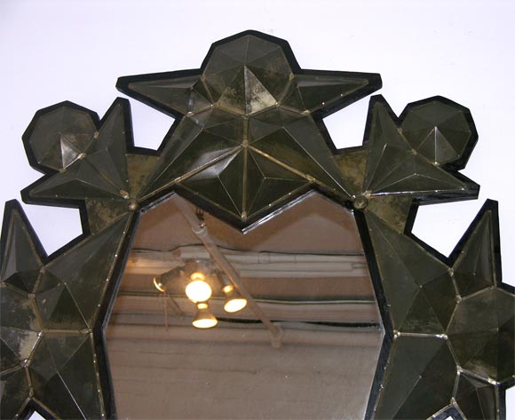Tin Faceted Metal Mirror