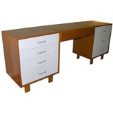 George Nelson blonde mahogany dressers with hanging vanity