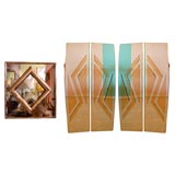 70's Glam Geometric Mirror and Four-Panel Mirrored Screen