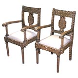 Ornate Bone-Inlaid Rajasthani Chairs