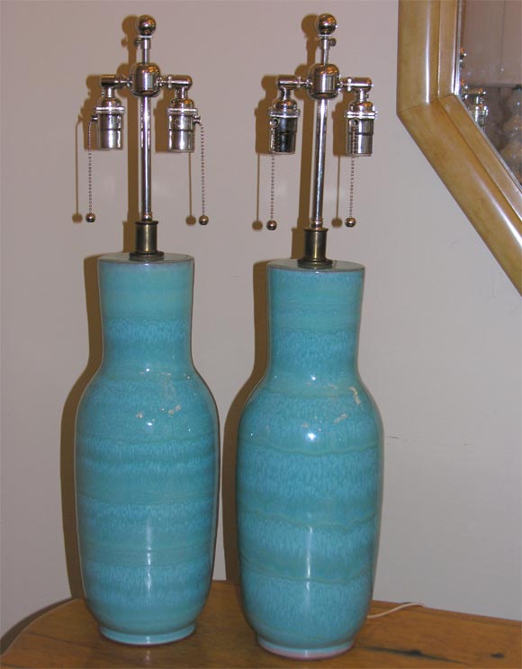 Pair of American Art Pottery Lamps