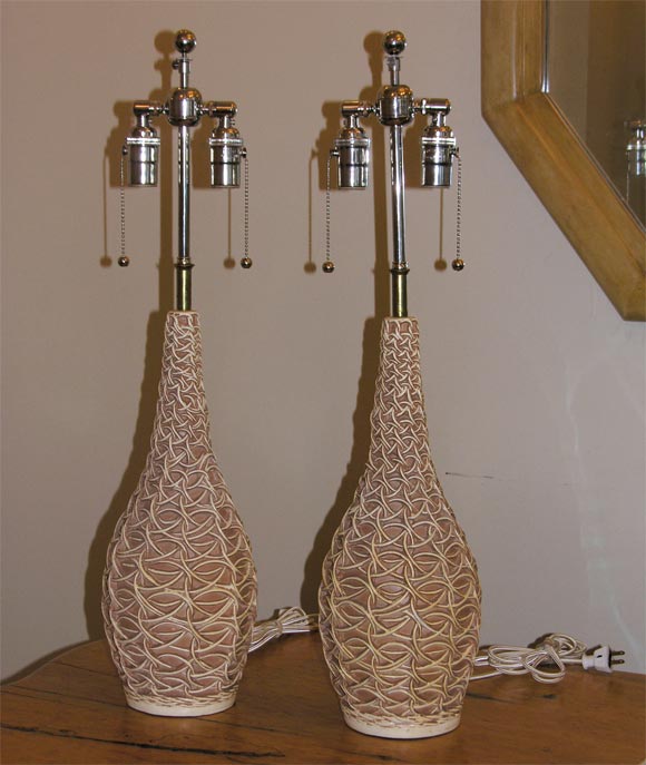 Elegant French Ceramic Rope Lamps