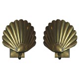 Vintage French Scalloped Brass Sconces
