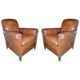 Pair of French Leather Club Chairs