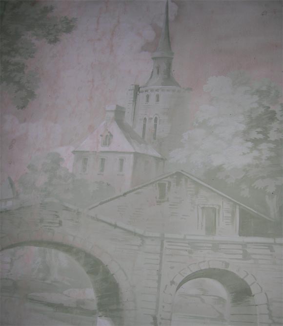 Oil on Canvas Chateau Painting In Good Condition For Sale In Stamford, CT