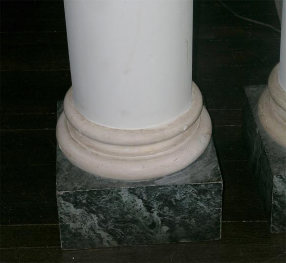 Pair of Circa 1940 French Plaster Urns on Plinths In Good Condition In Water Mill, NY