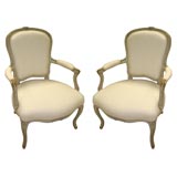 Pair of 18th Century Louis XV Grey Painted Fauteuils