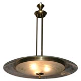 A Etched Double Bowl Hanging Light Fixture by Fontana Arte