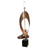 Abstract Modernist Brass Sculptural Table Lamp.
