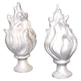 Pair of flame shaped zinc finials