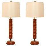 Pair of Leather Italian Lamps