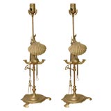 Pair of Electrified Oil Lamps
