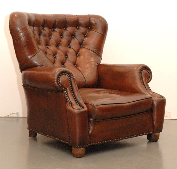 Unique Low Wing-Backed Chesterfield Chairs