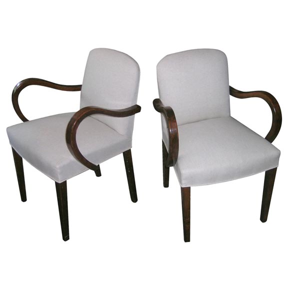 Pair of Open Arm Bridge Chairs For Sale