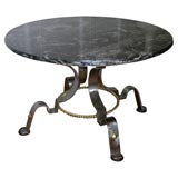 Round Grey Marble and Forged Iron coffee Table