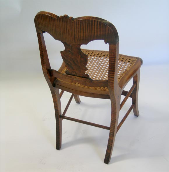 A Set of Four Solid Tiger Maple  Dinning Chairs. 1
