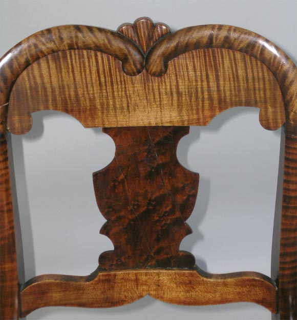 A Set of Four Solid Tiger Maple  Dinning Chairs. 3