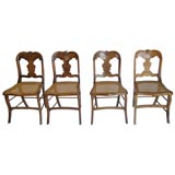 Antique A Set of Four Solid Tiger Maple  Dinning Chairs.
