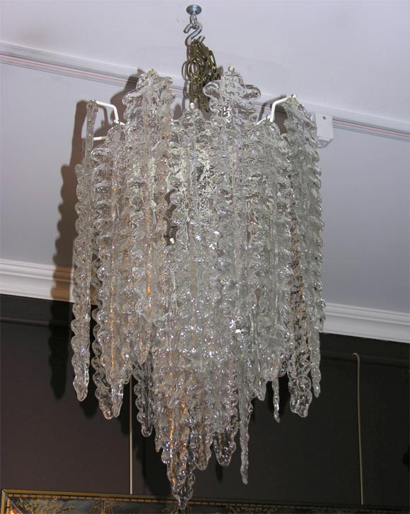 1970's Venini Glass Ice Chandelier
