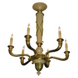 #3272 Gold Lacquered Bronze Chandelier by Simonet Freres