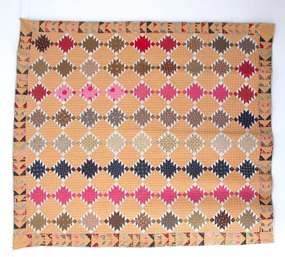 19THC GEOMETRIC CALICO QUILT
