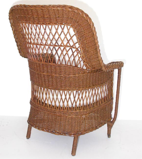 American WICKER AND SEAGRASS CHAIR WITH CUSHION