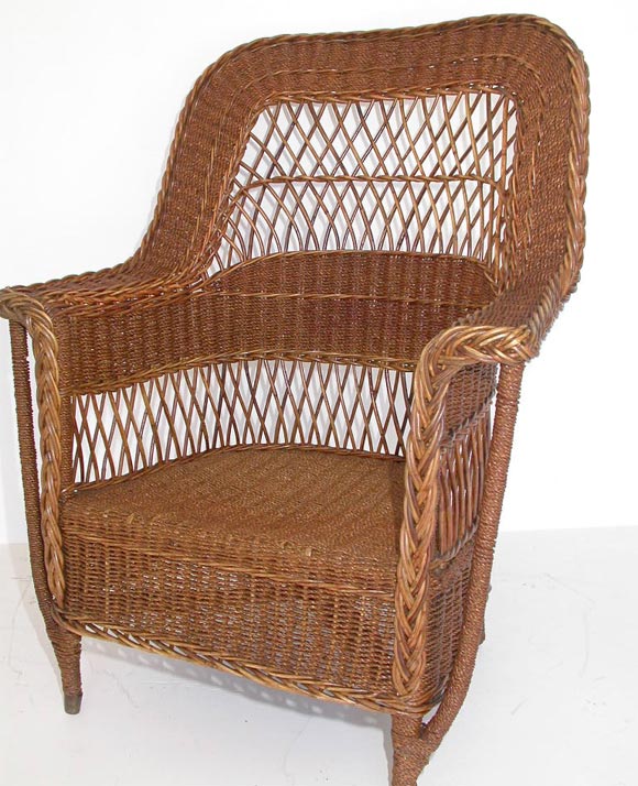 WICKER AND SEAGRASS CHAIR WITH CUSHION 3