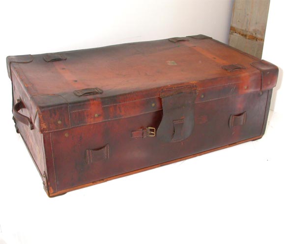 LEATHER STEAMER TRUNK