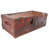 Antique LEATHER STEAMER TRUNK
