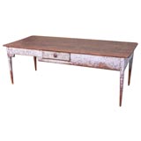 19THC ORIGINAL BLUE PAINTED FARM TABLE Antique 19THC ORIGINAL BLUE PAINTED FARM TABLE