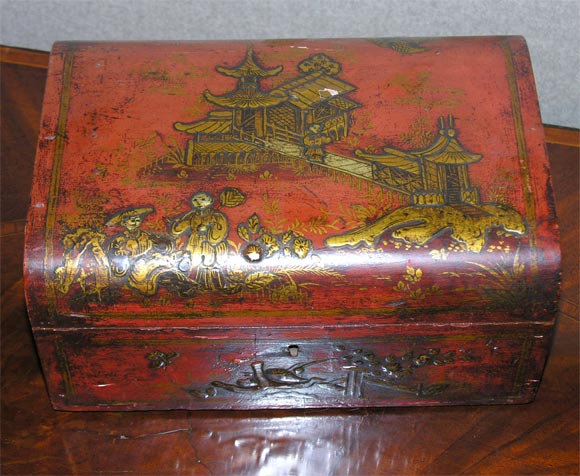English Red Laquer Box For Sale