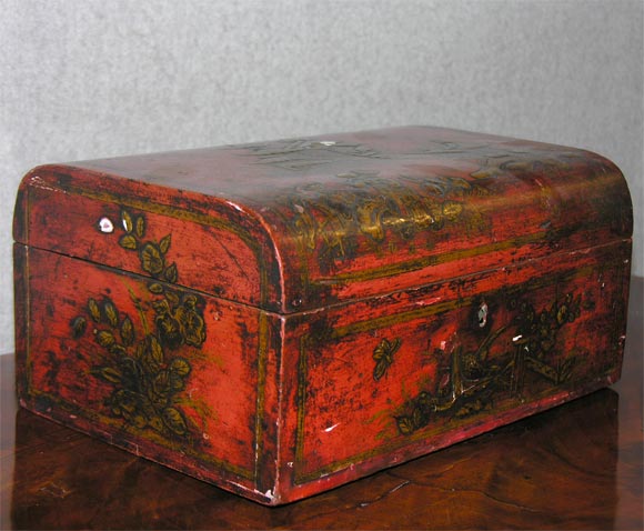 19th Century Red Laquer Box For Sale