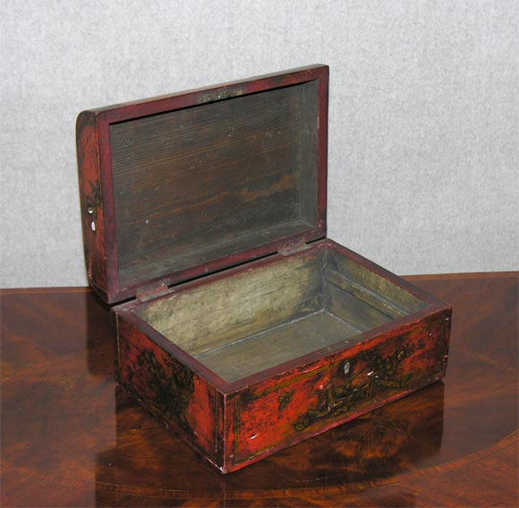 Wood Red Laquer Box For Sale