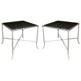 Pair of Gilded Iron and Slate Tables